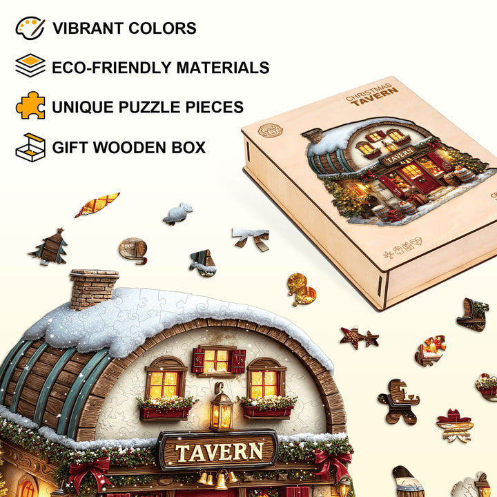 Christmas Tavern Wooden Jigsaw Puzzle