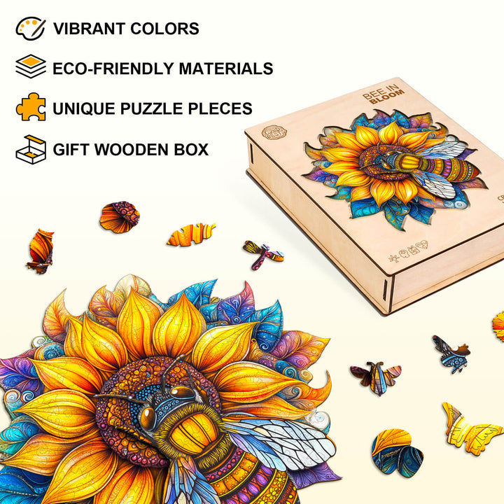 Bee in Bloom Wooden Jigsaw Puzzle