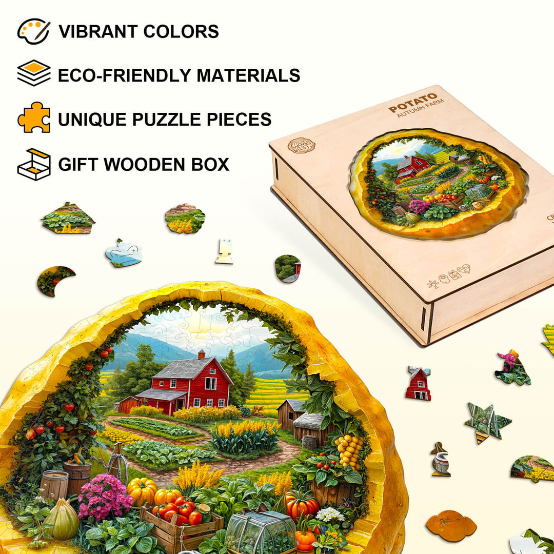 Potato Autumn Farm Wooden Jigsaw Puzzle