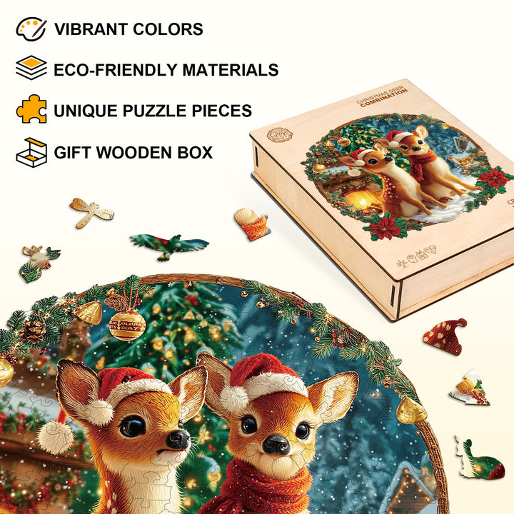 Christmas Deer Combination Wooden Jigsaw Puzzle