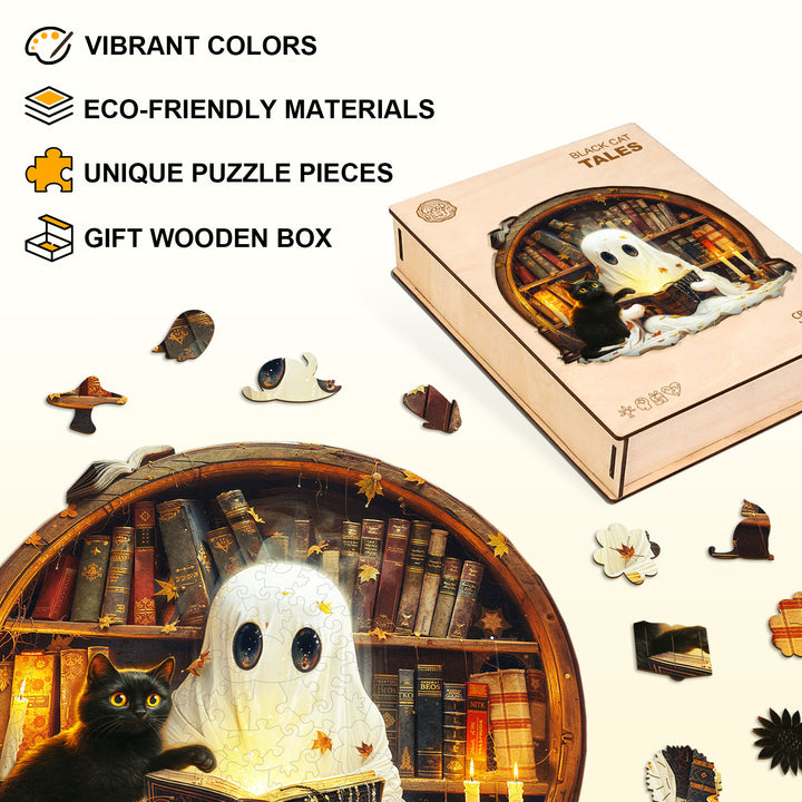 Black Cat Tales Wooden Jigsaw Puzzle