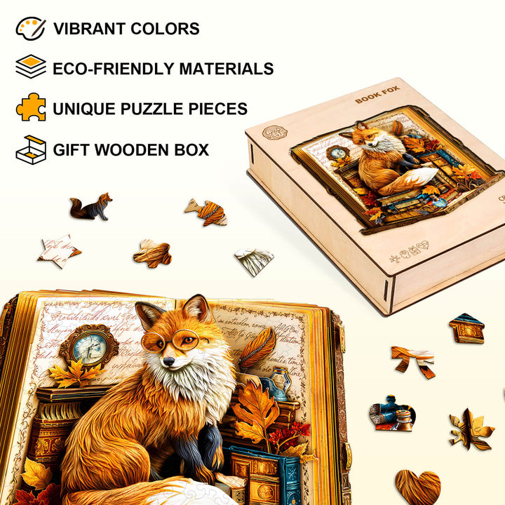 Book Fox Wooden Jigsaw Puzzle