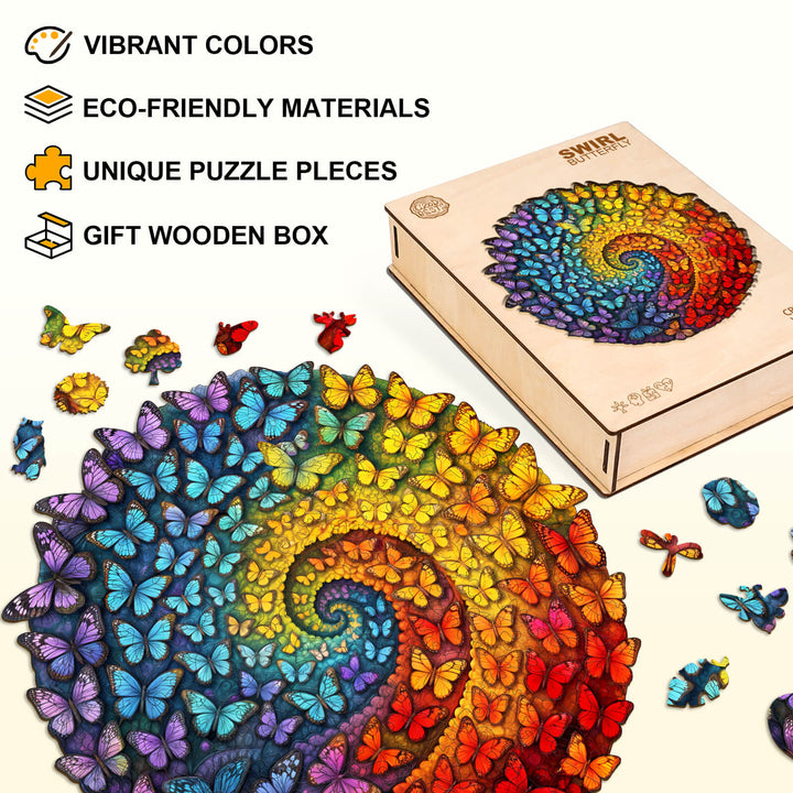 Swirl Butterfly Wooden Jigsaw Puzzle