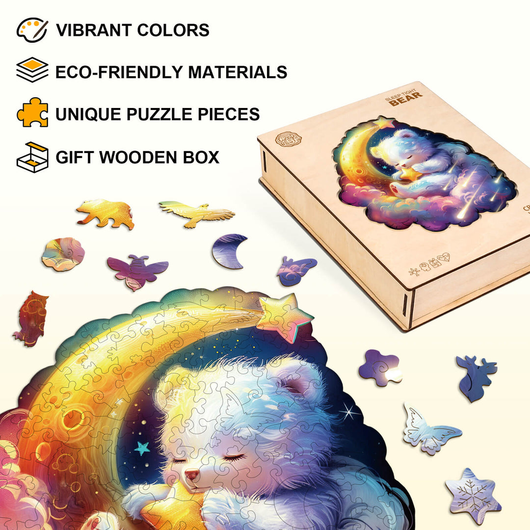 Sleep tight bear Wooden Jigsaw Puzzle