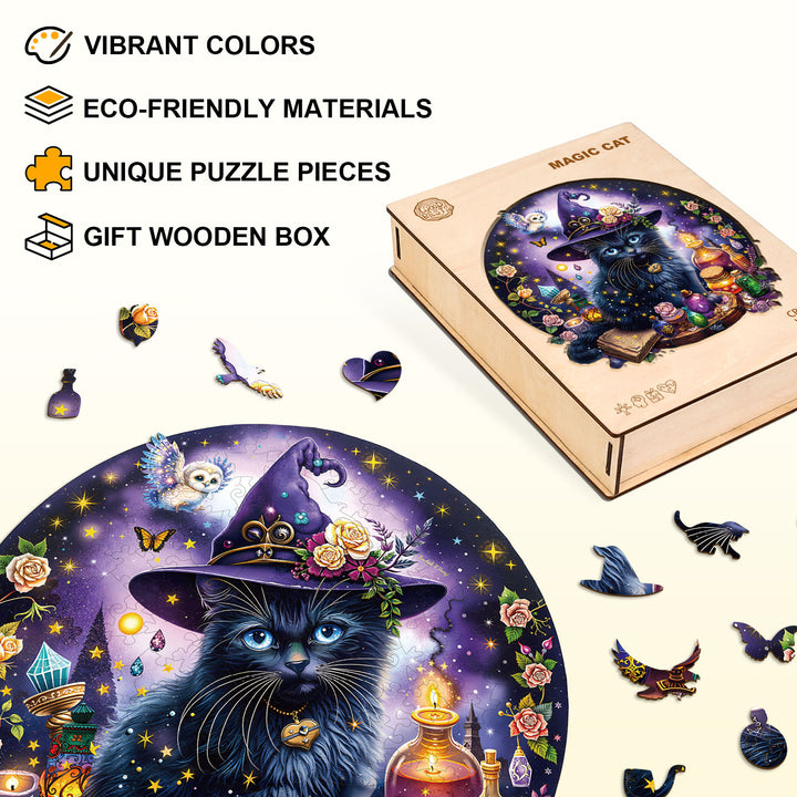 Magic Cat Wooden Jigsaw Puzzle