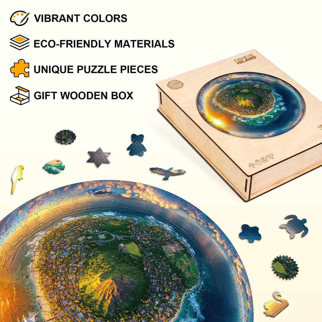 Fisheye Island Wooden Jigsaw Puzzle