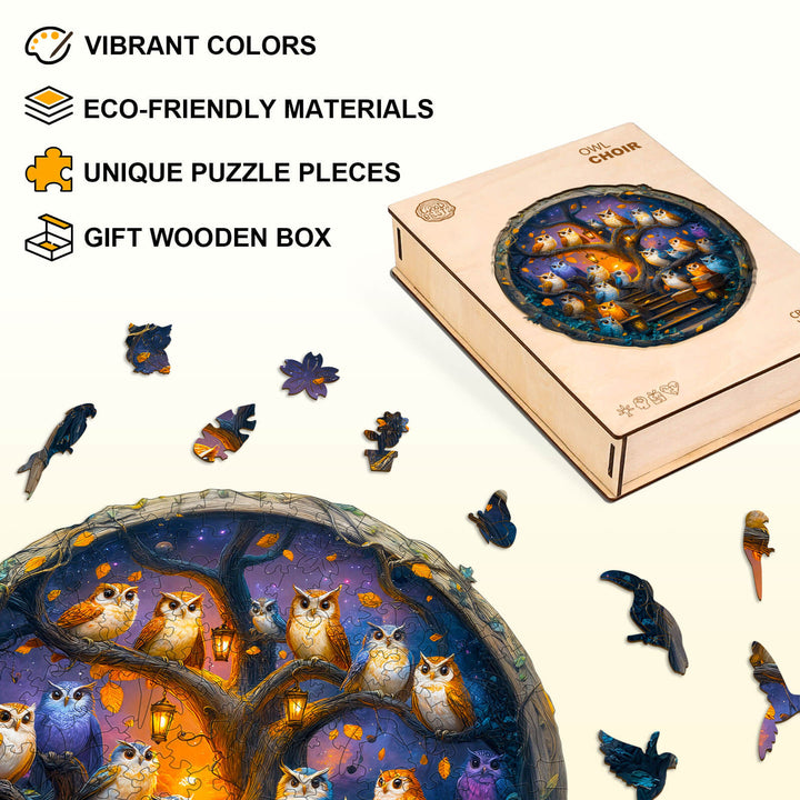 Owl Choir Wooden Jigsaw Puzzle