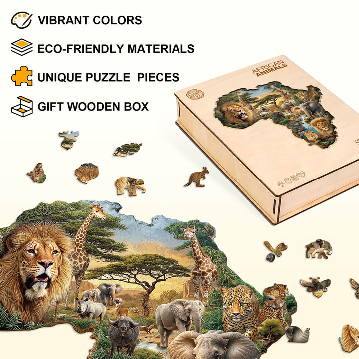 Puzzle en bois d'animaux africains