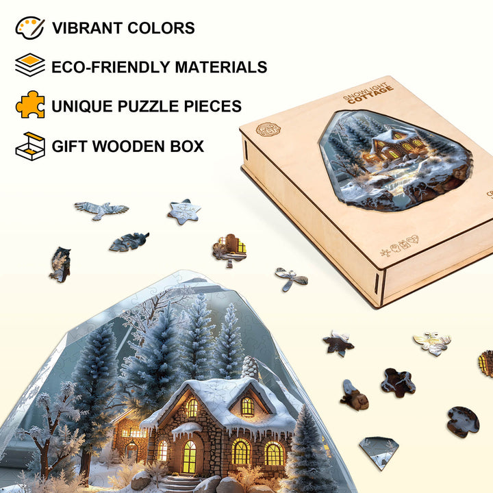 Snowlight Cottage Wooden Jigsaw Puzzle