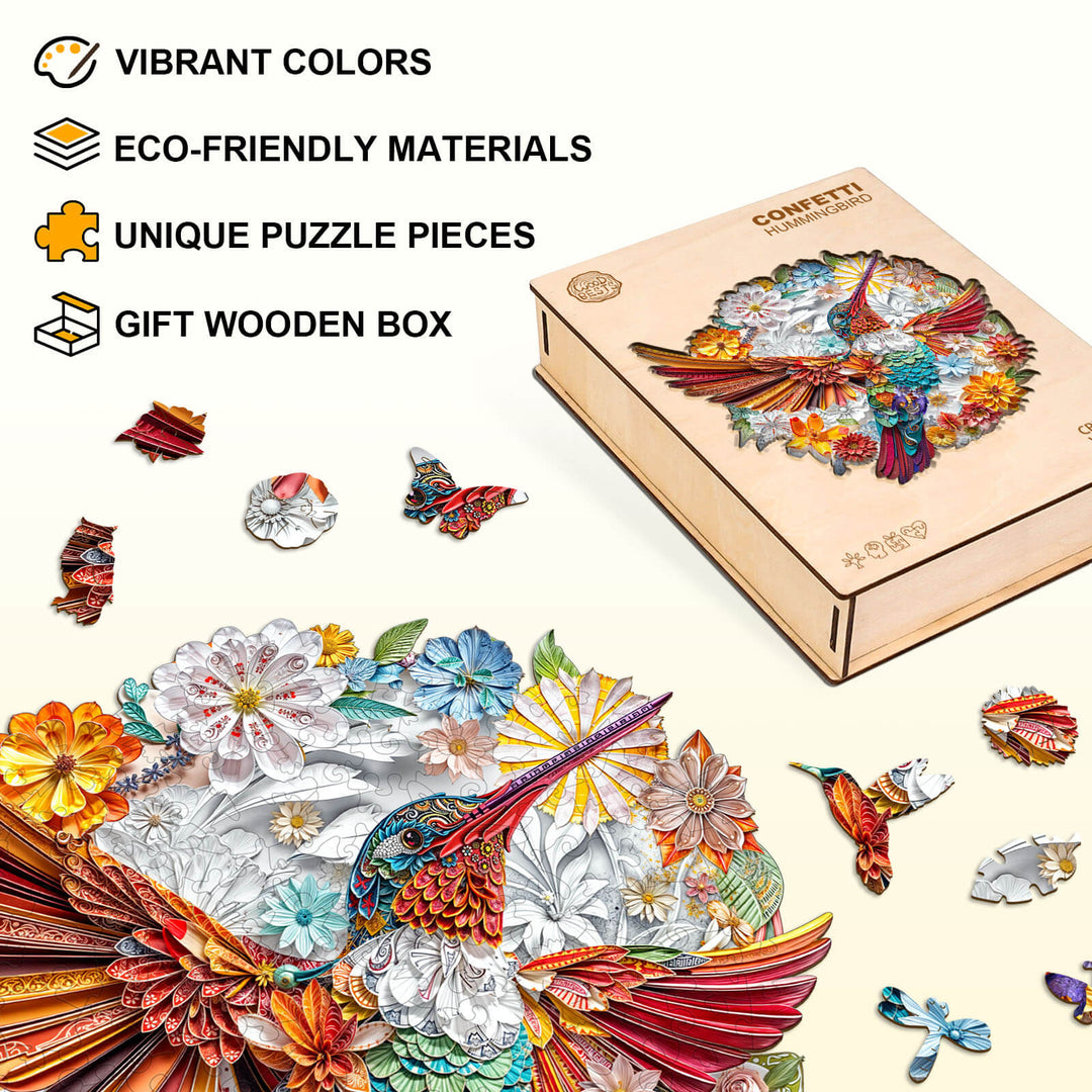 Puzzle en bois Colibri Confetti