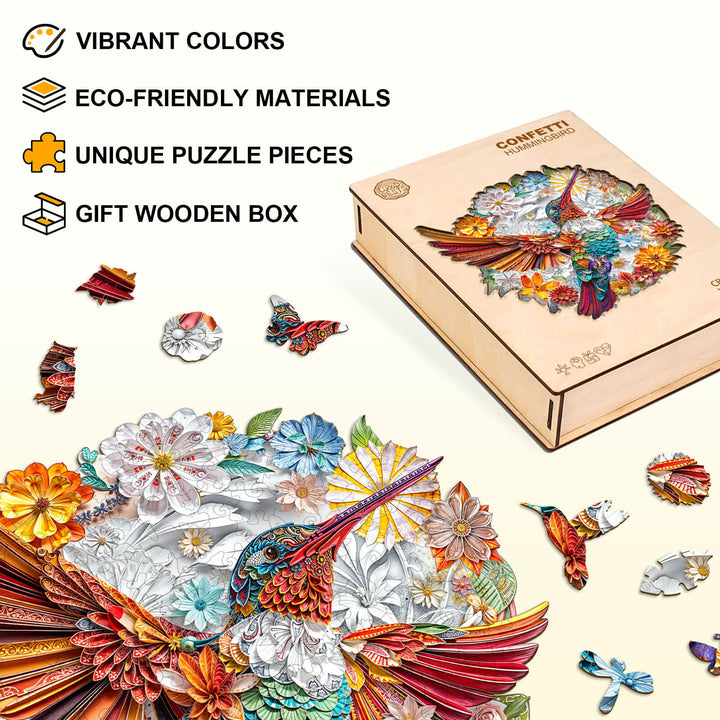 Puzzle en bois Colibri Confetti