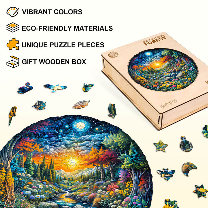 Sonnen- und Mondwald Holzpuzzle