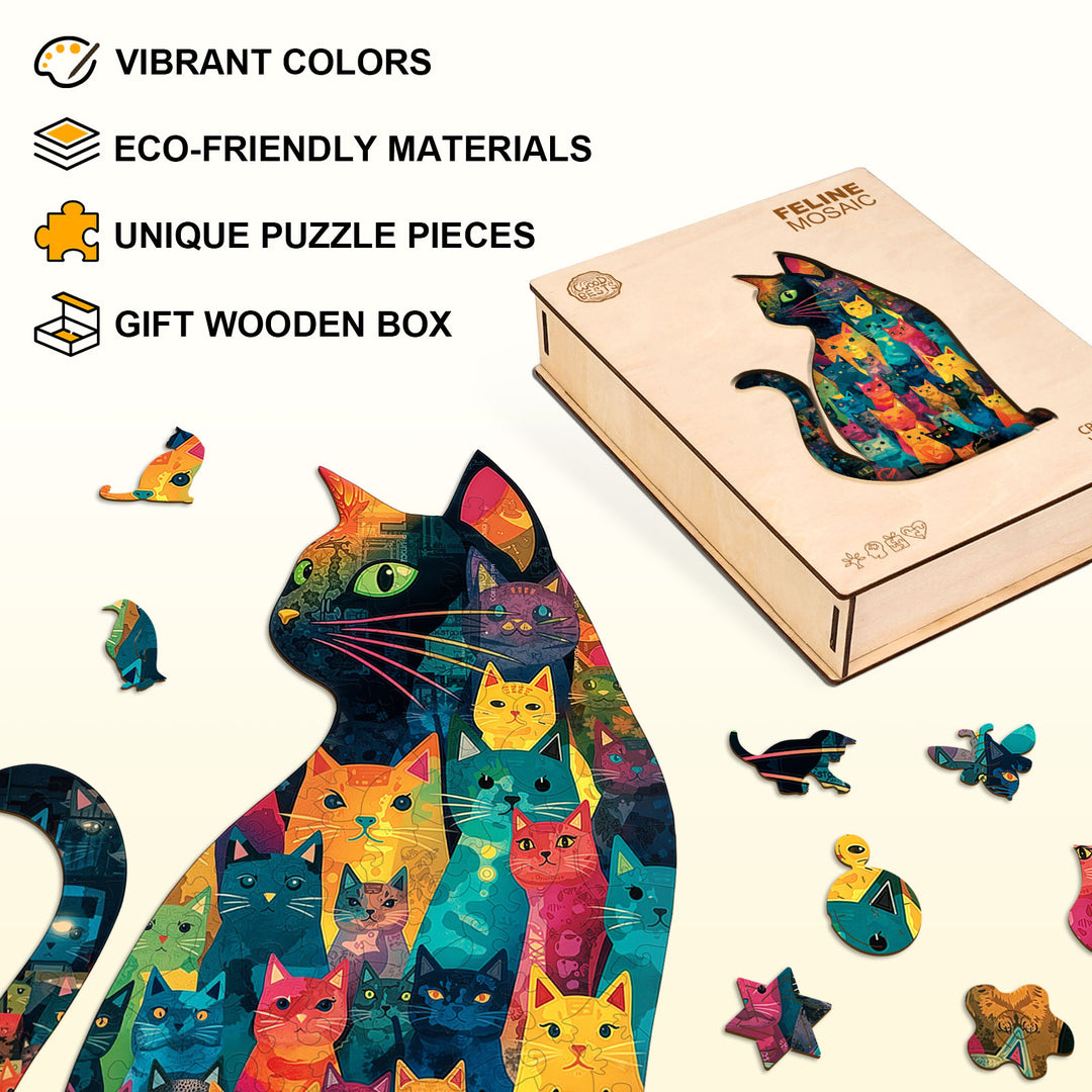 Feline Mosaic Wooden Jigsaw Puzzle