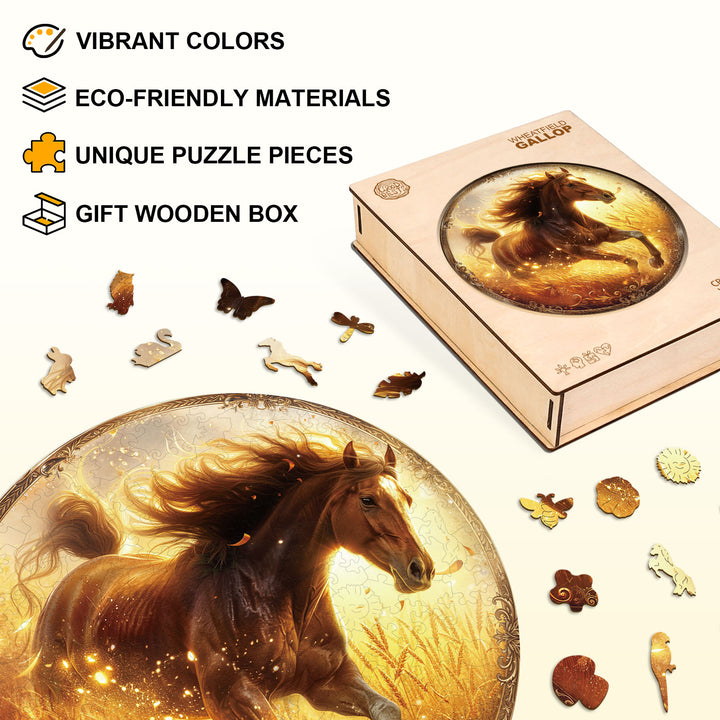 Wheatfield Gallop Wooden Jigsaw Puzzle