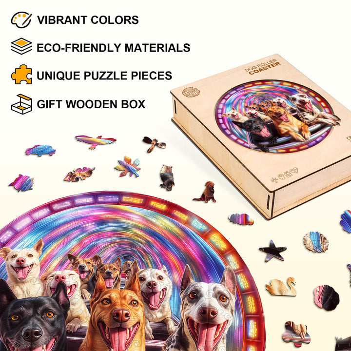 Dog Roller Coaster Wooden Jigsaw Puzzle