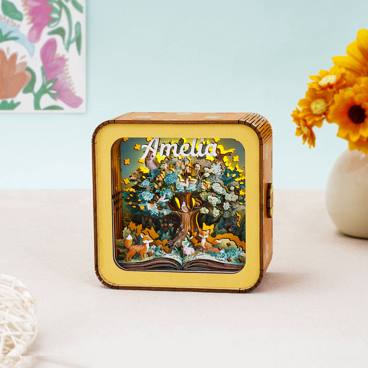 Personalized 3D wooden puzzle night light kit featuring a tree design, ideal for home decoration and gifts.