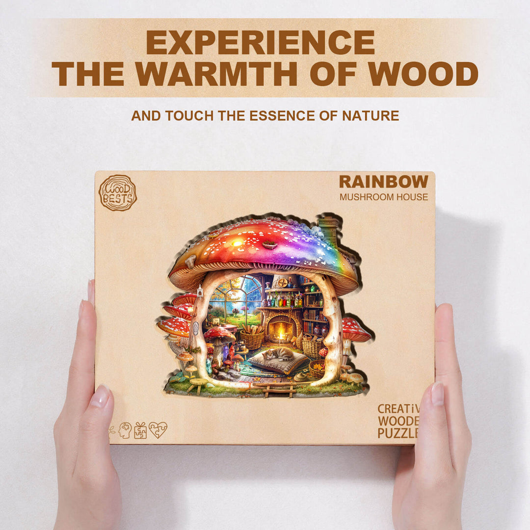 Rainbow Mushroom House Wooden Jigsaw Puzzle