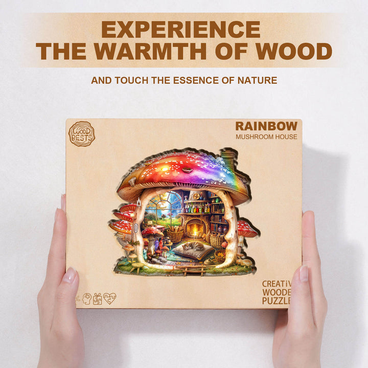 Rainbow Mushroom House Wooden Jigsaw Puzzle