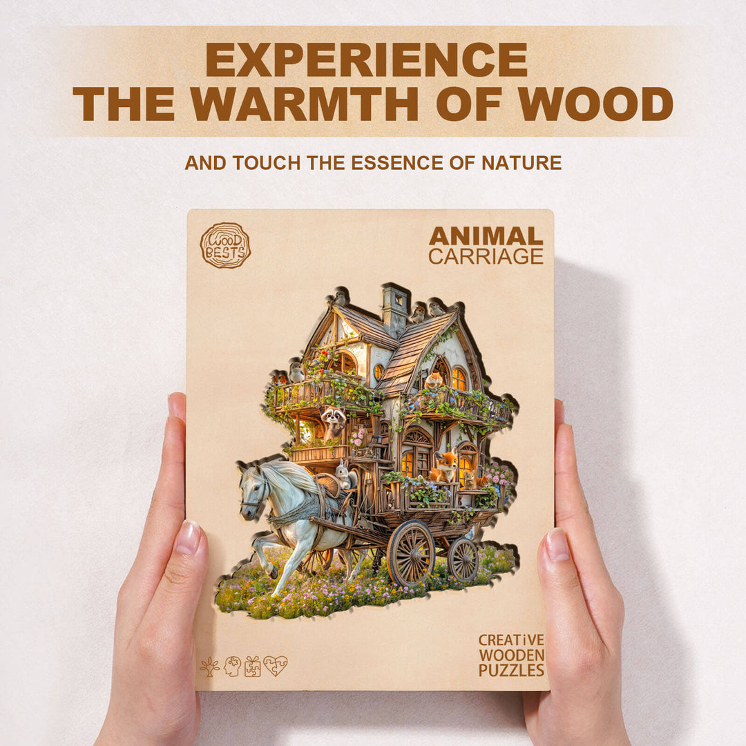 Puzzle en bois en forme de carrosse animalier
