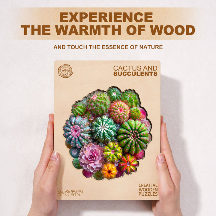 Kaktus- und Sukkulenten-Holzpuzzle