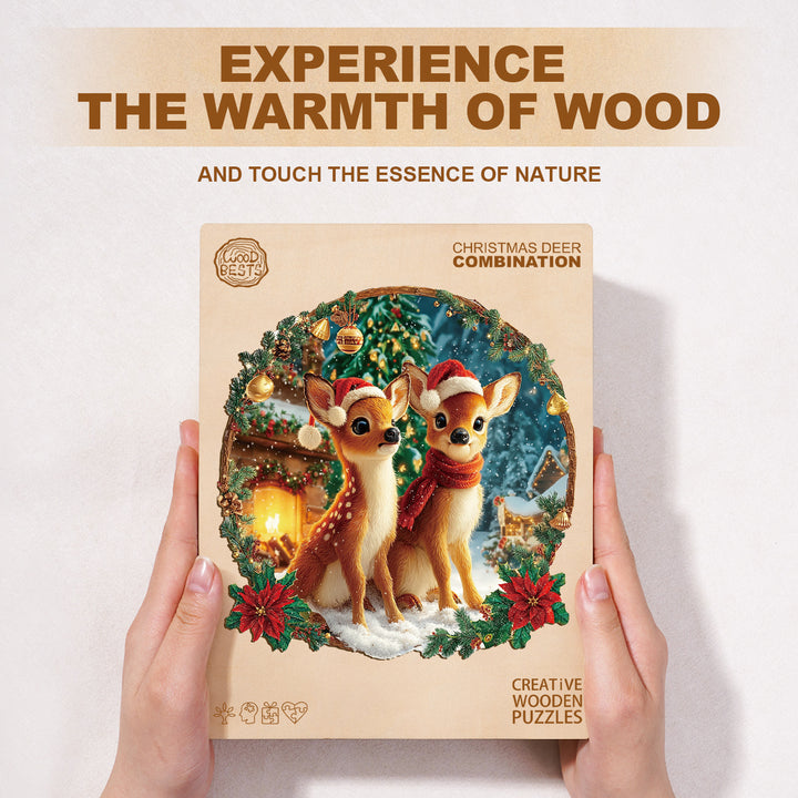 Christmas Deer Combination Wooden Jigsaw Puzzle