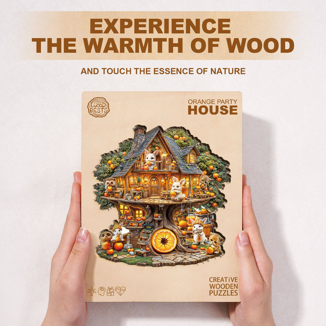 Orange party House Wooden Jigsaw Puzzle