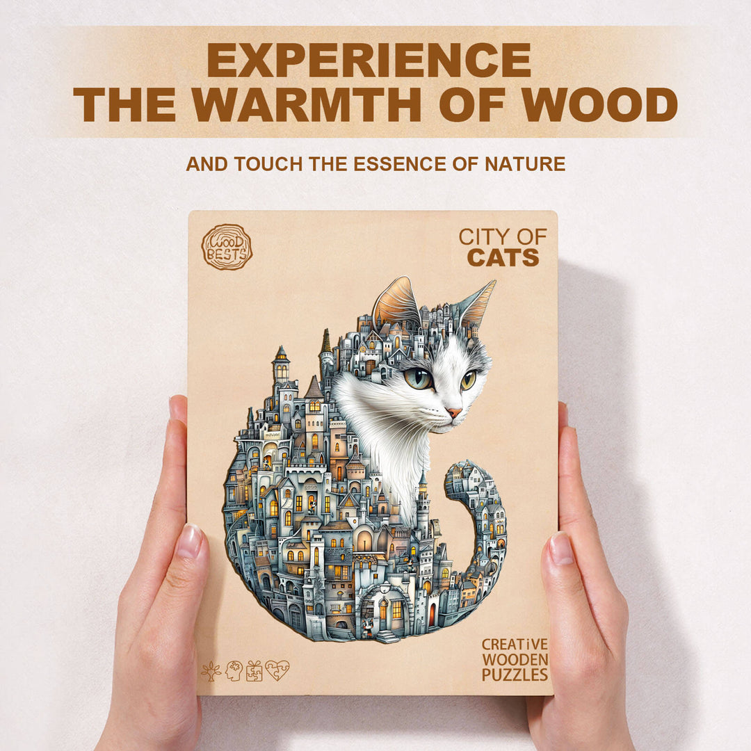 City of Cats Wooden Jigsaw Puzzle