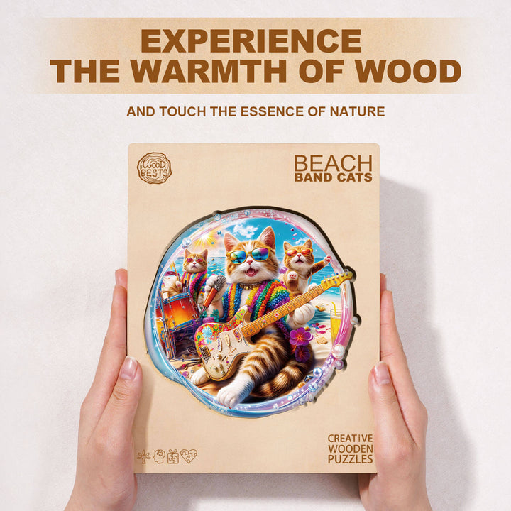 BEACHBAND CATS Wooden Jigsaw Puzzle