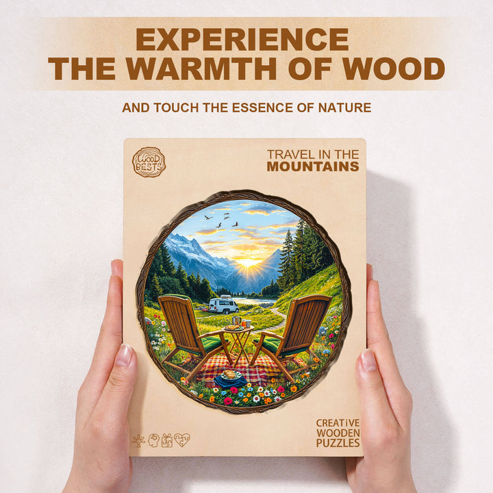 Travel in the mountains Wooden Jigsaw Puzzle