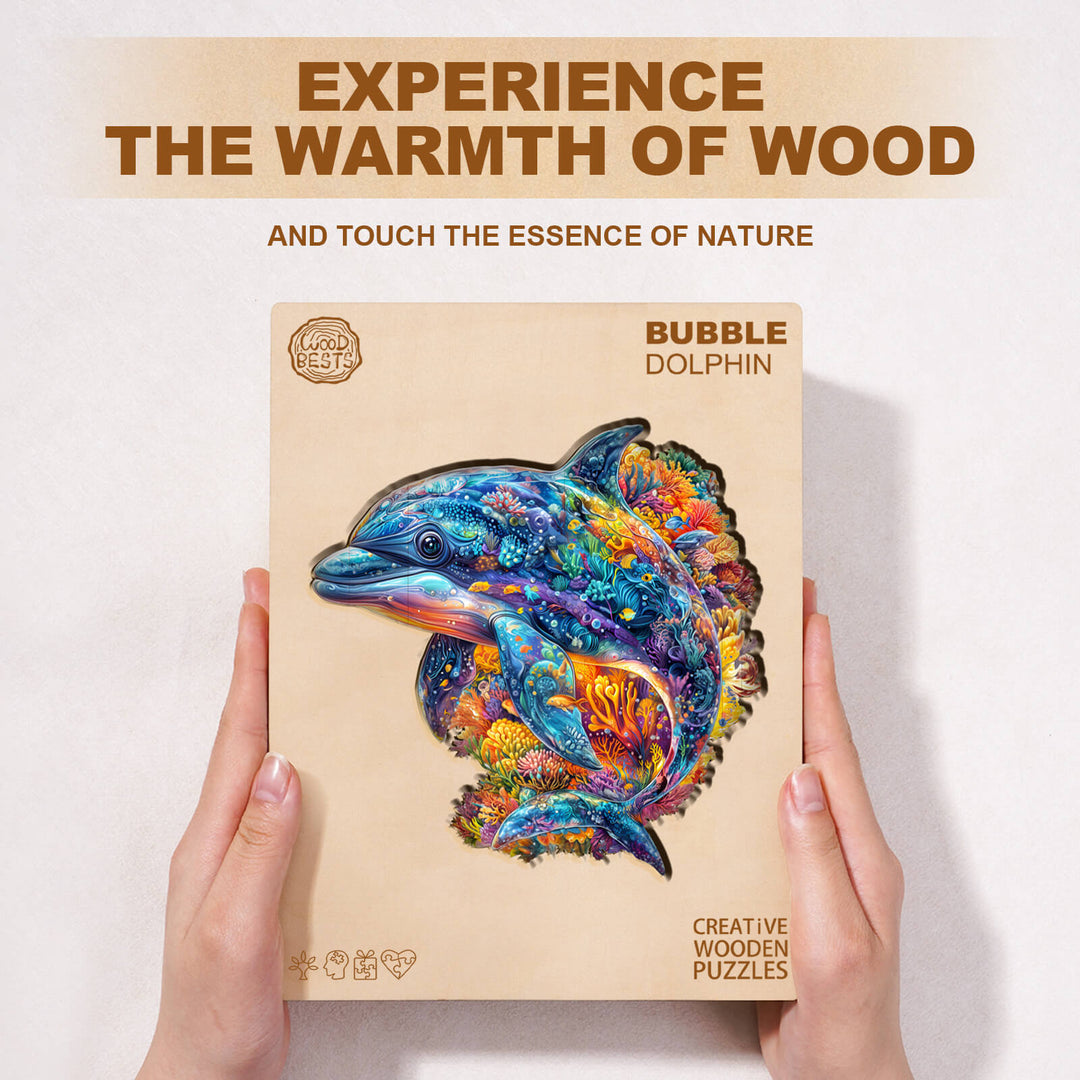 Bubble dolphin Wooden Jigsaw Puzzle