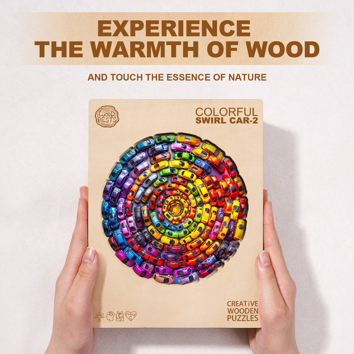 Colorful Swirl Car-2 Wooden Jigsaw Puzzle