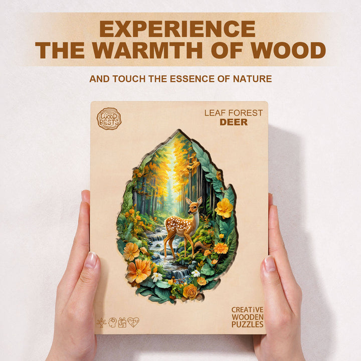 Leaf Forest deer Wooden Jigsaw Puzzle