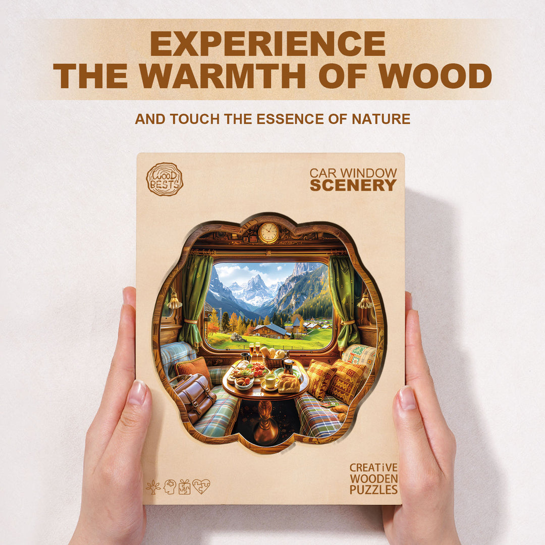 Car window scenery Wooden Jigsaw Puzzle