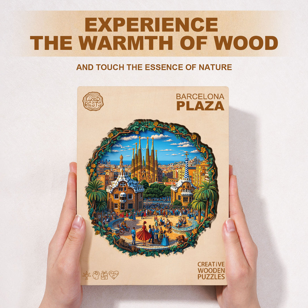 Barcelona Plaza Wooden Jigsaw Puzzle