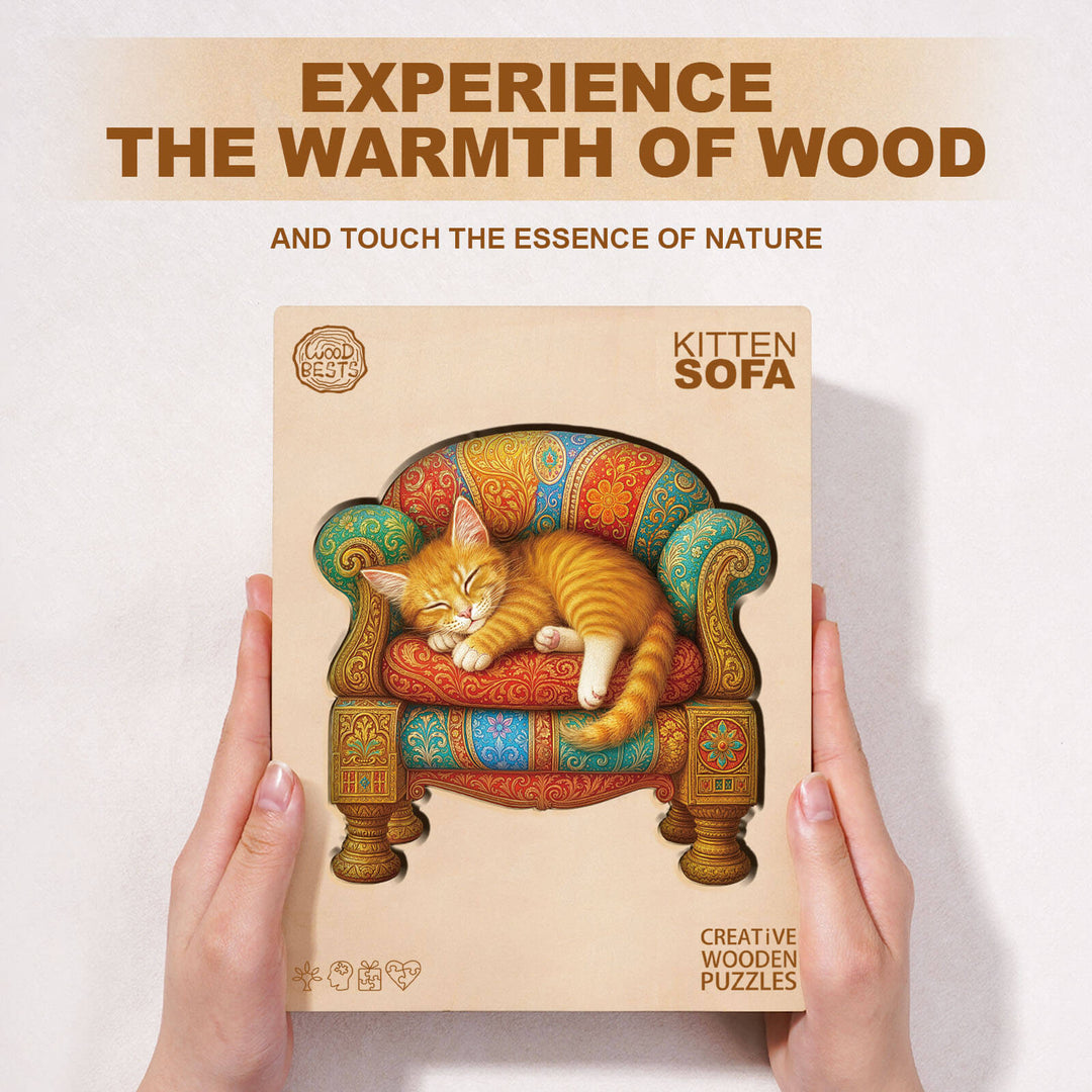 Kitten sofa Wooden Jigsaw Puzzle