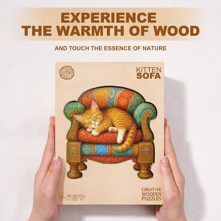 Kitten sofa Wooden Jigsaw Puzzle