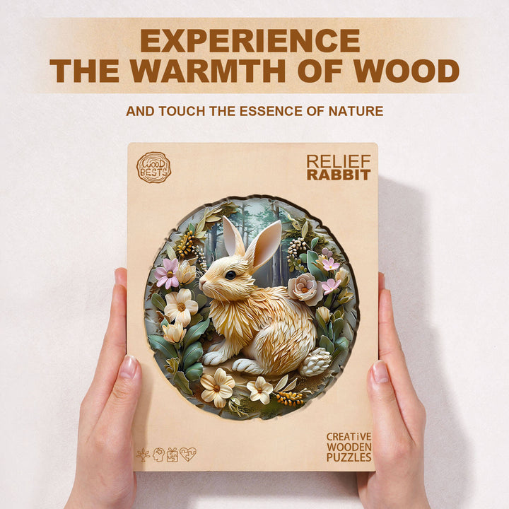Relief Rabbit Wooden Jigsaw Puzzle