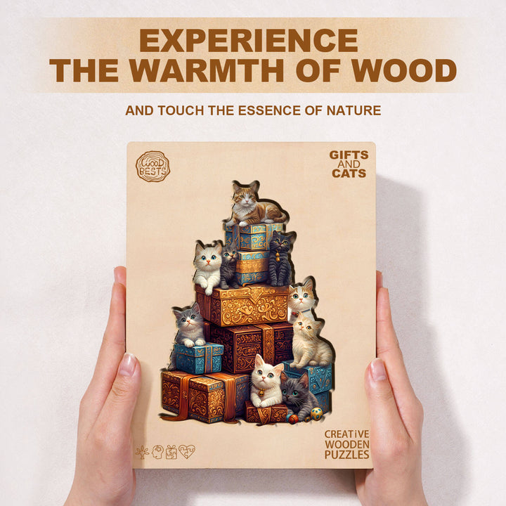 Gifts and cats Wooden Jigsaw Puzzle