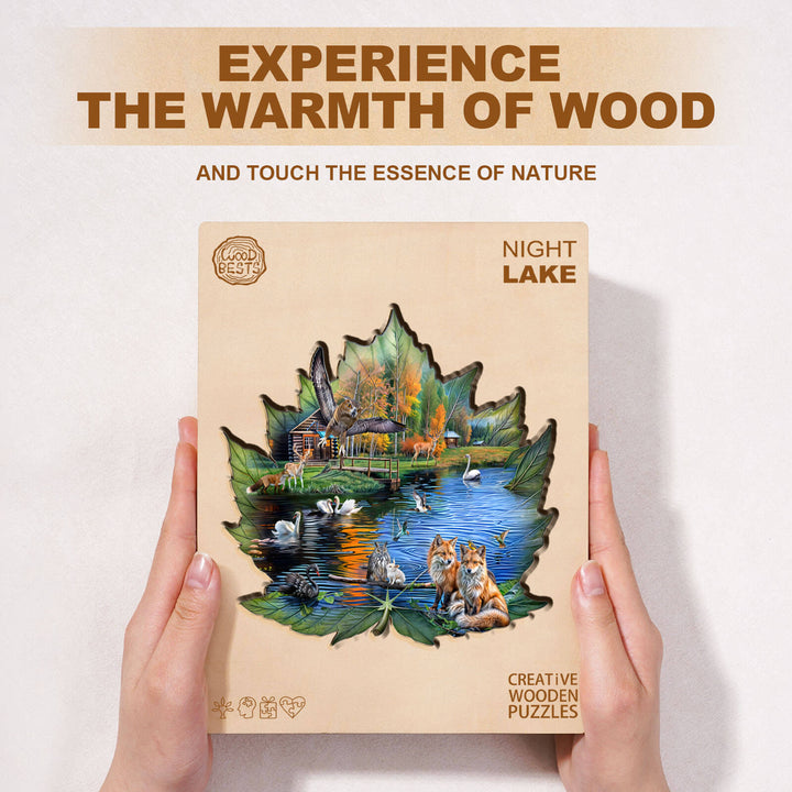 Puzzle en bois du lac de nuit