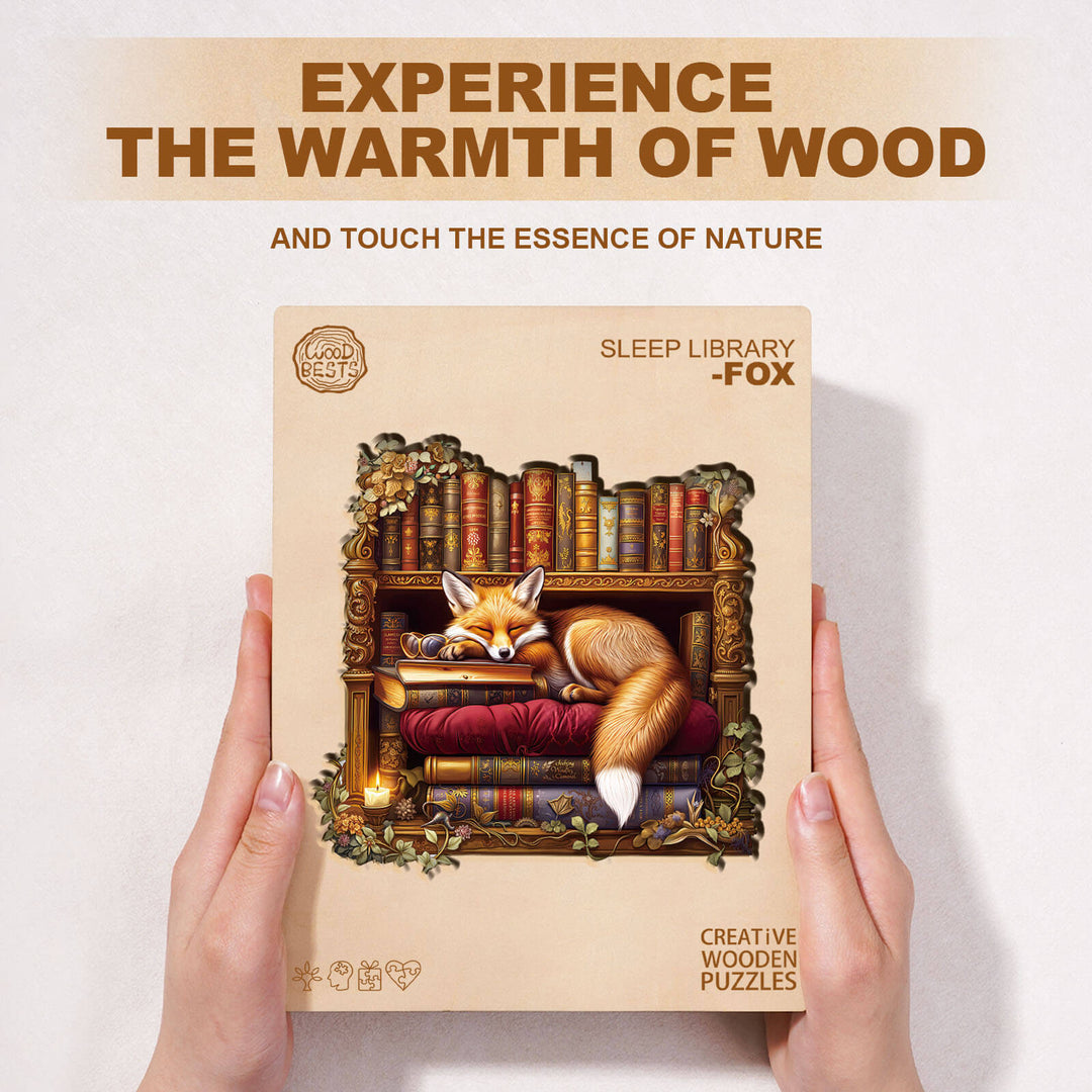 Sleep Library-Fox Wooden Jigsaw Puzzle