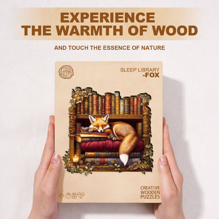Sleep Library-Fox Wooden Jigsaw Puzzle