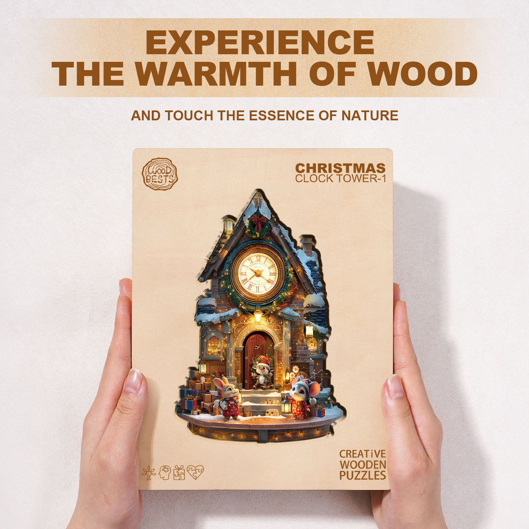 Christmas Clock Tower-1 Wooden Jigsaw Puzzle