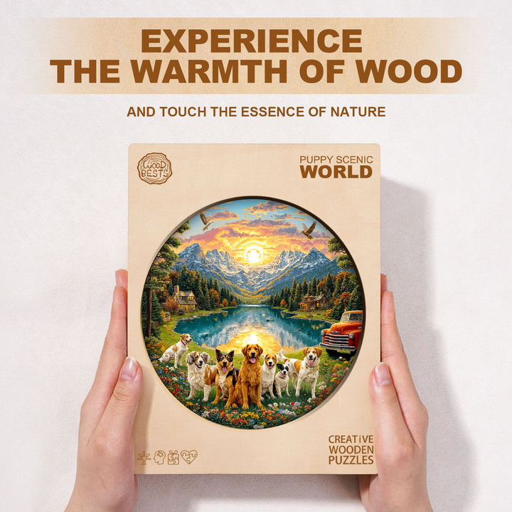 Puppy Scenic World Wooden Jigsaw Puzzle