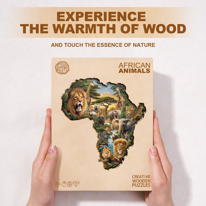 Puzzle en bois d'animaux africains