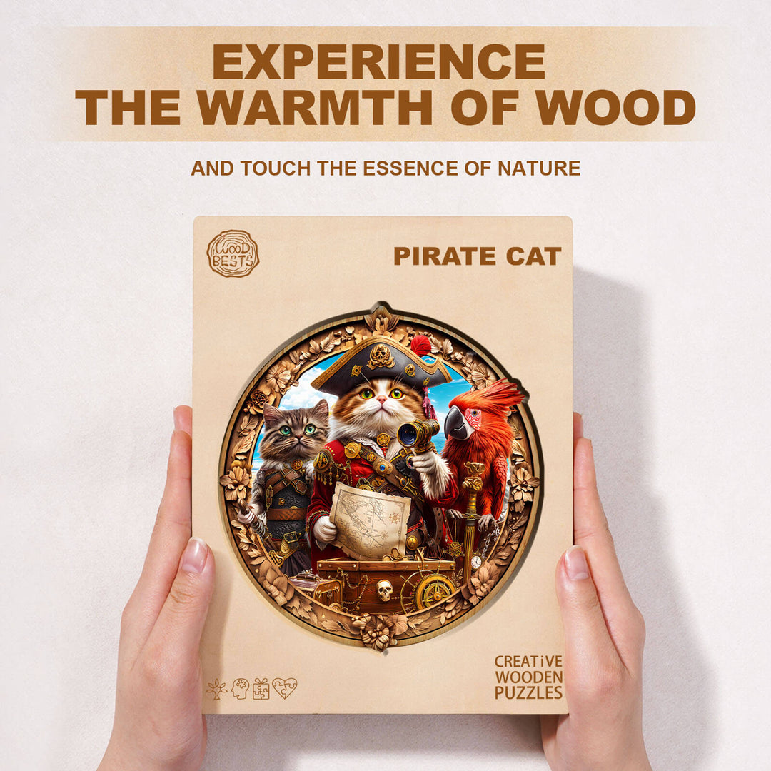 Pirate Cat Wooden Jigsaw Puzzle