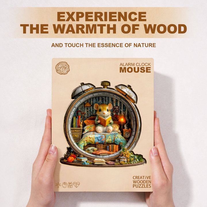 Alarm clock mouse Wooden Jigsaw Puzzle