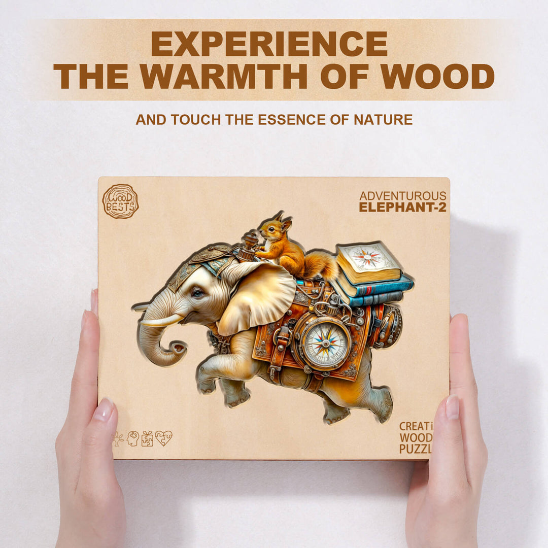 adventurous elephant-2 Wooden Jigsaw Puzzle