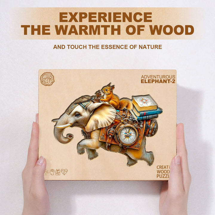 adventurous elephant-2 Wooden Jigsaw Puzzle
