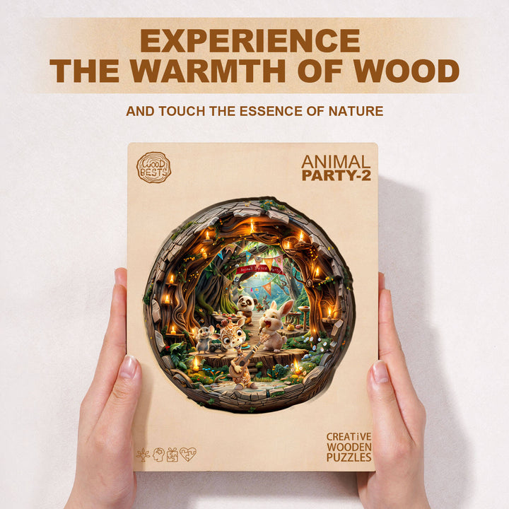 Animal party-2 Wooden Jigsaw Puzzle