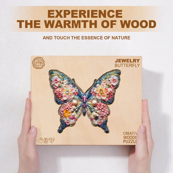 Rompecabezas de madera en forma de mariposa para joyería